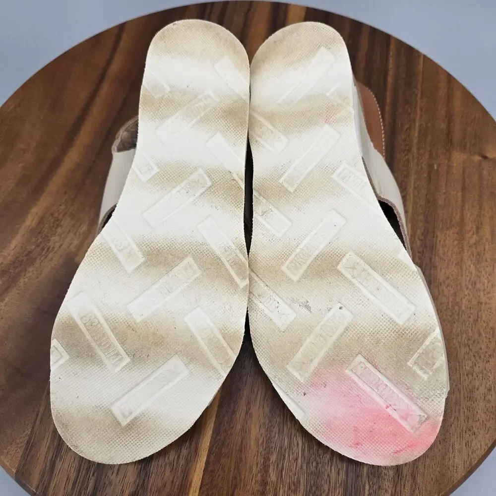 Pikolinos Mahon Sandals Womens 7 Ivory Leather Slingback Adjustable Cross Strap
